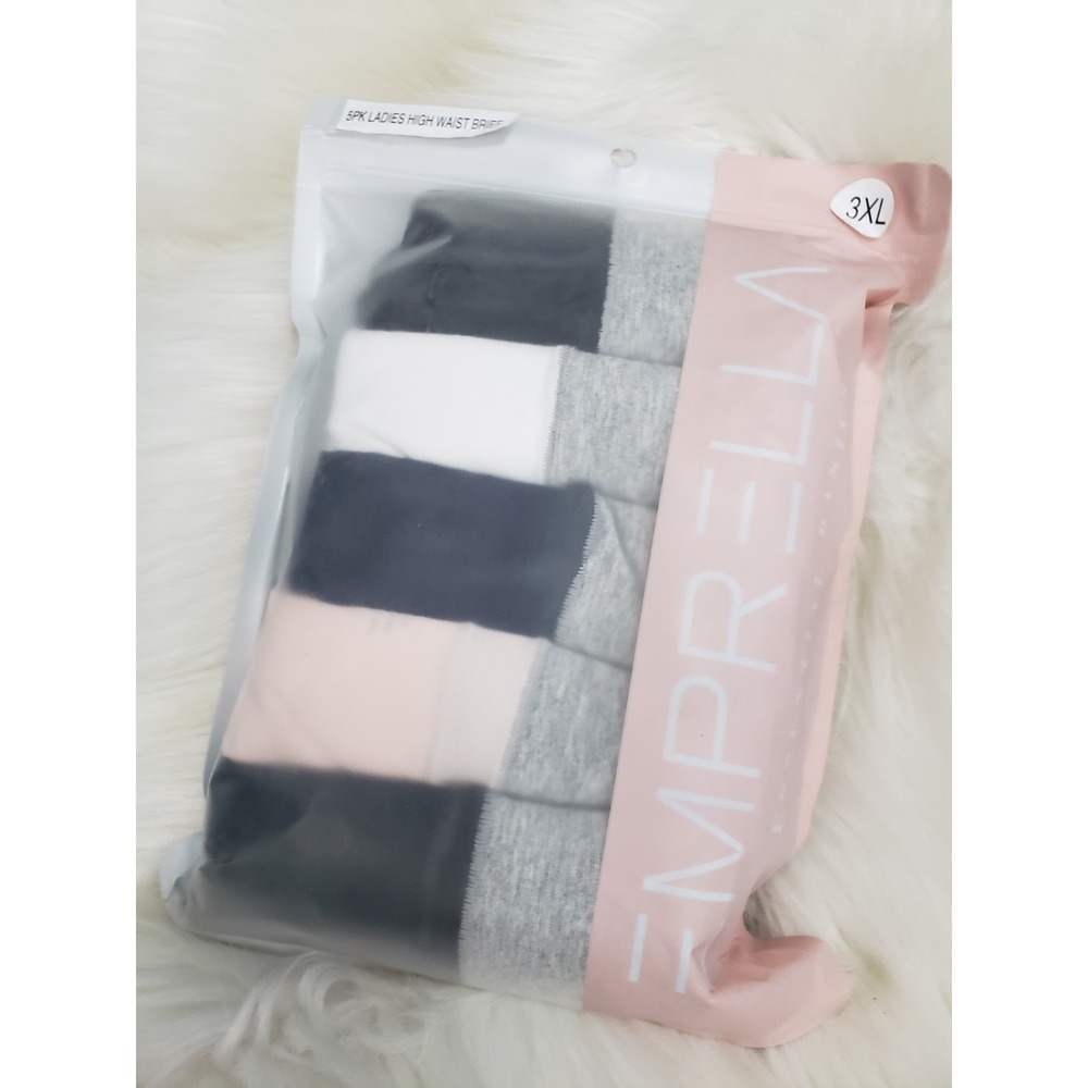 NEW 3XL PLUS SIZE EMPRELLA 5 PACK HIGH WAIST BRIEFS underwear panties womens